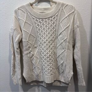 Madewell Cozy Cream Cable Knit Sweater